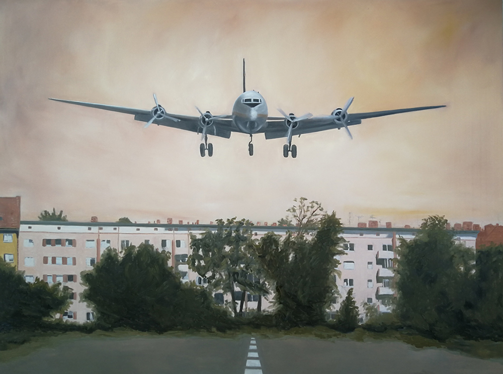 Abbildung 2 - Iris Ulbricht | 2024 | Urban Silence 2 - Douglas C-54 Skymaster | Öl auf Leinwand | 150 x 200 cm Abbildung 2 - Iris Ulbricht | 2024 | Urban Silence 2 - Douglas C-54 Skymaster | Öl auf Leinwand | 150 x 200 cm