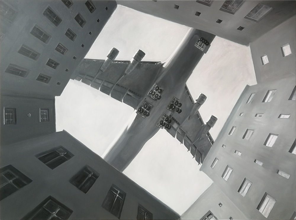 Abbildung 3 - Iris Ulbricht | 2024 | Urban Silence 3 - Lockheed C-5 Galaxy | Öl auf Leinwand | 150 x 200 cm Abbildung 3 - Iris Ulbricht | 2024 | Urban Silence 3 - Lockheed C-5 Galaxy | Öl auf Leinwand | 150 x 200 cm